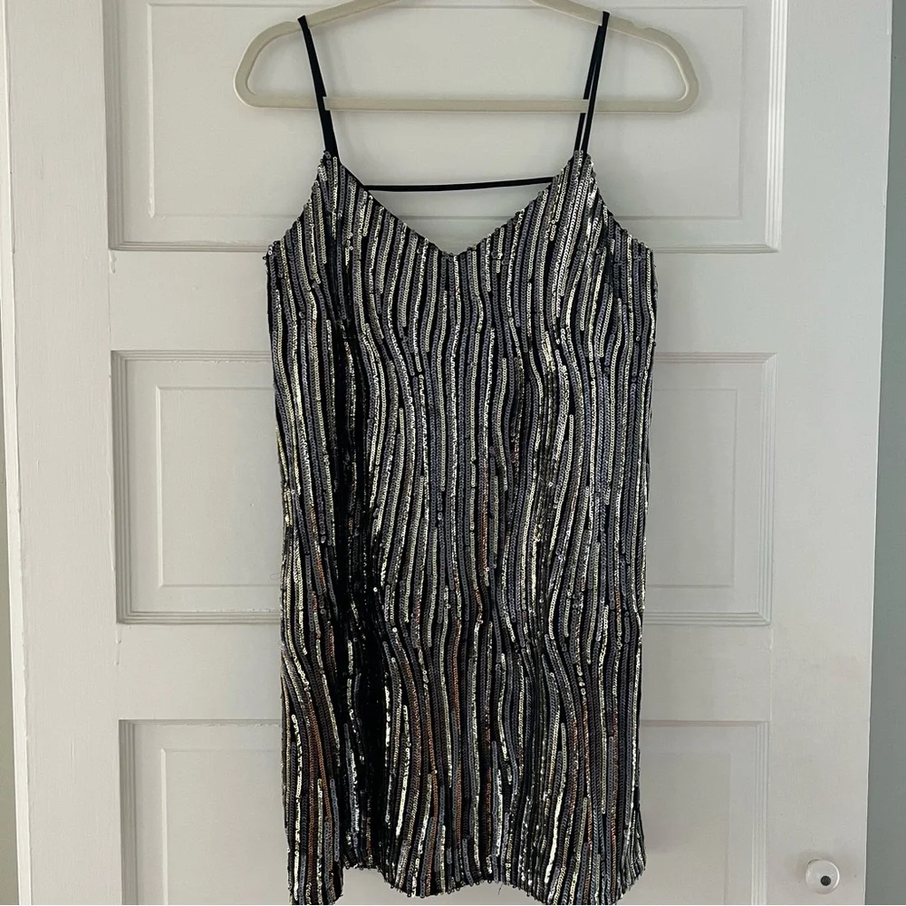 EUC Sequin Party Dress - Black Gold - Picture 3 of 10